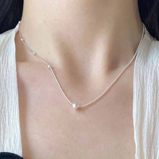 【LEESA】925純銀項鍊\串珠項鍊\女項鍊\正生純銀\學生項鍊\正韓純銀項鍊\女生飾品\女孩生日禮物