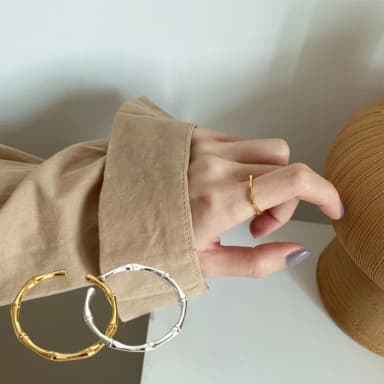【LEESA】竹節戒指\開口戒指\細戒指\情侶禮物\女朋友禮物\朋友送禮\925純銀戒指\百搭戒指