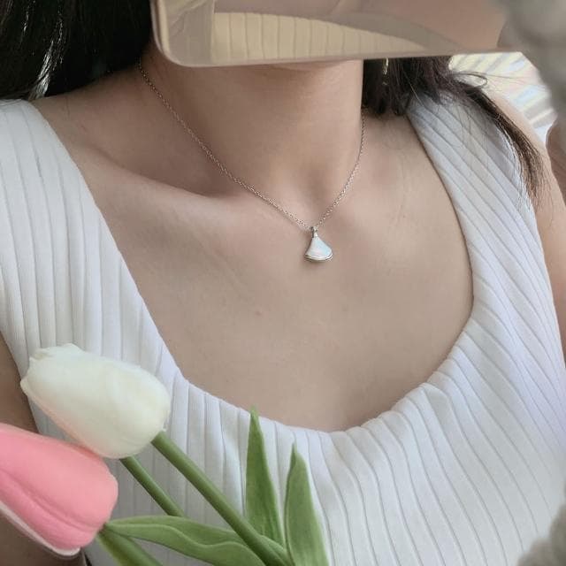【LEESA】珍珠貝殼項鍊\銀飾品\韓國飾品\結婚禮物\純銀項鍊\造型珍珠項鍊\新娘飾品\高級飾品項