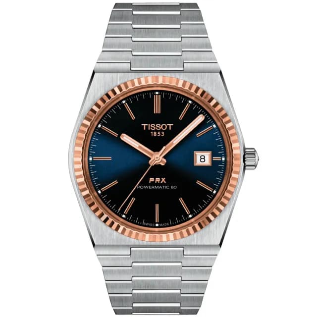 【TISSOT 天梭 官方授權】PRX系列 18K金 機械腕錶 七夕 情人節 送禮 推薦(T9314074104100)