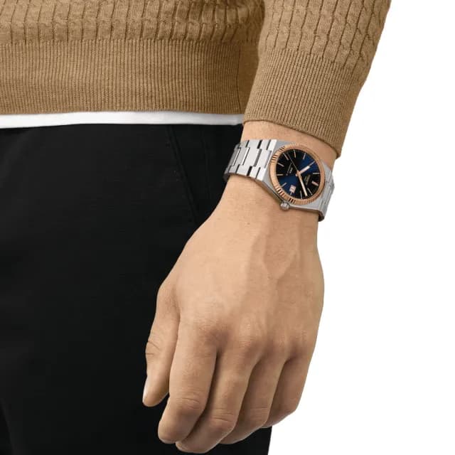 【TISSOT 天梭 官方授權】PRX系列 18K金 機械腕錶 七夕 情人節 送禮 推薦(T9314074104100)