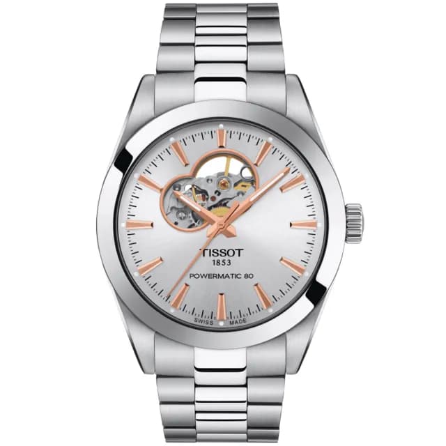 【TISSOT 天梭 官方授權】GENTLEMAN 經典開芯機械腕錶 畢業禮物 送禮 推薦(T1274071103101)