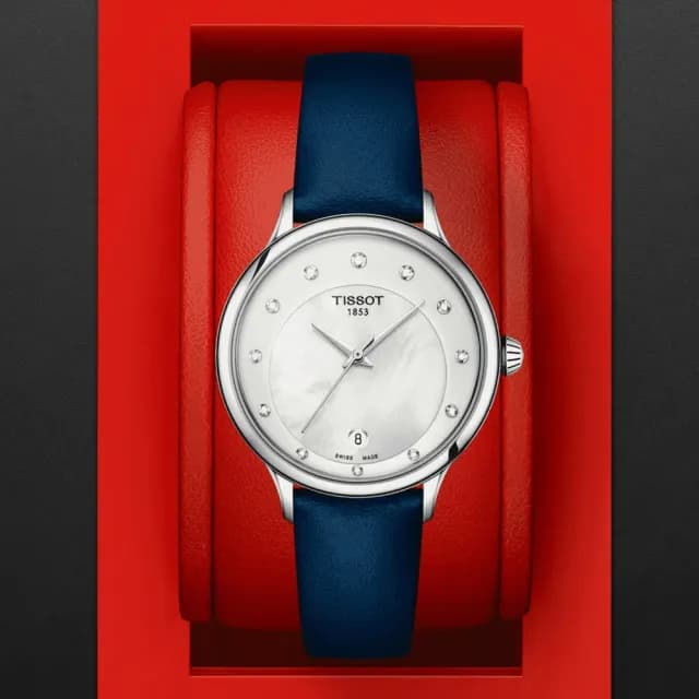 【TISSOT 天梭 官方授權】ODACI-T 珍珠母貝真鑽石英腕錶 七夕 情人節 送禮 推薦(T1332101611600)