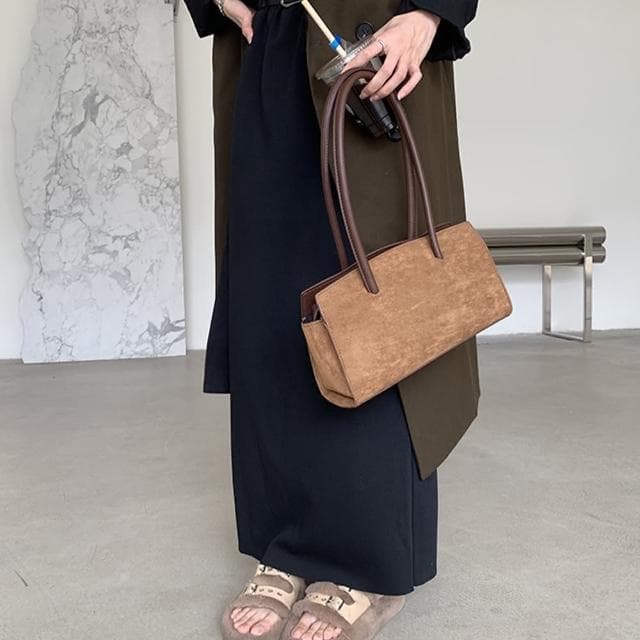 【LEESA】母親節禮物 麂皮包包\法棍包\絨布包包\輕便\包包\女士包包\腋下包\復古包\簡約\單肩包