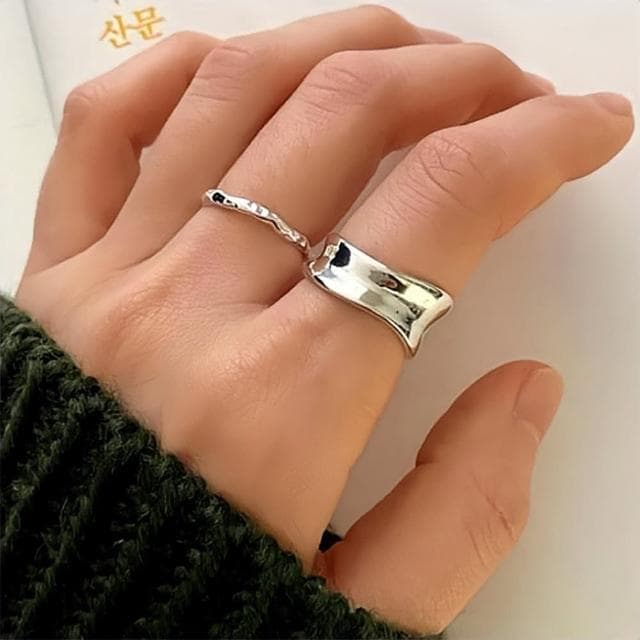 【KT DADA】母親節禮物 戒指 戒指男 戒指女生 情侶戒指 925純銀戒指 可調式戒指 不規則戒指 復古戒指 情侶