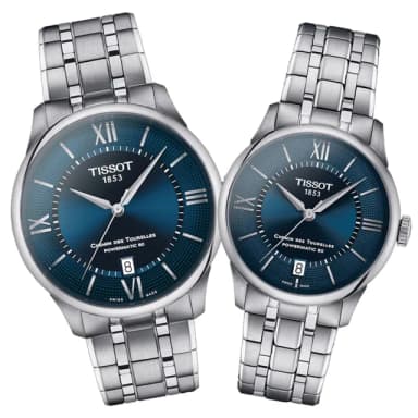 【TISSOT 天梭 官方授權】杜魯爾 時尚機械對錶 母親節 禮物 推薦(T1398071104800+T1392071104800)