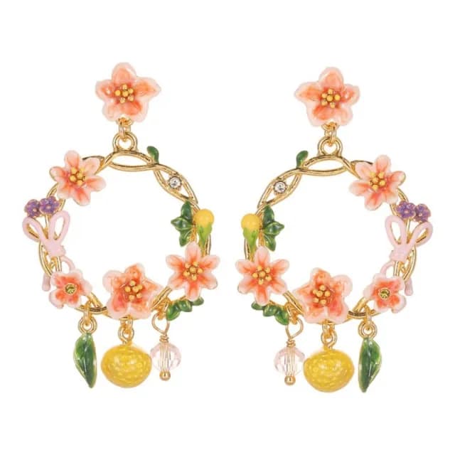 【巴黎精品】現貨+預購 耳環琺瑯耳飾(丁香花環檸檬流蘇女飾品a1gf6)