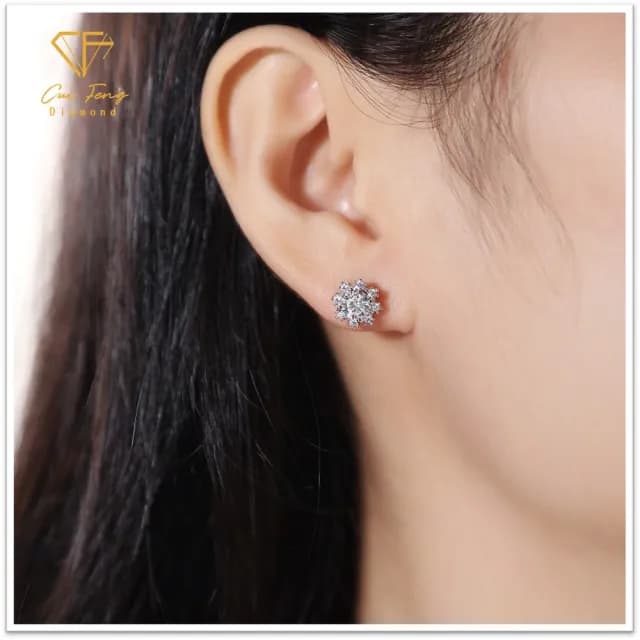 【CF鑽飾】耳環 莫桑鑽《冰雪秘境》(雙11限定 耳釘 耳針 耳飾 禮物  求婚 生日)