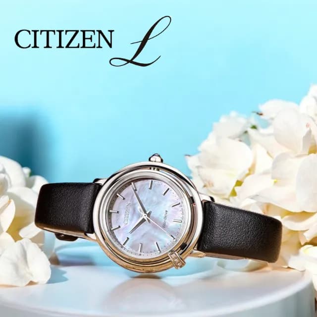 【CITIZEN 星辰】L系列 珍珠母貝 光動能錶 女錶 禮物 推薦(EM1090-60D)
