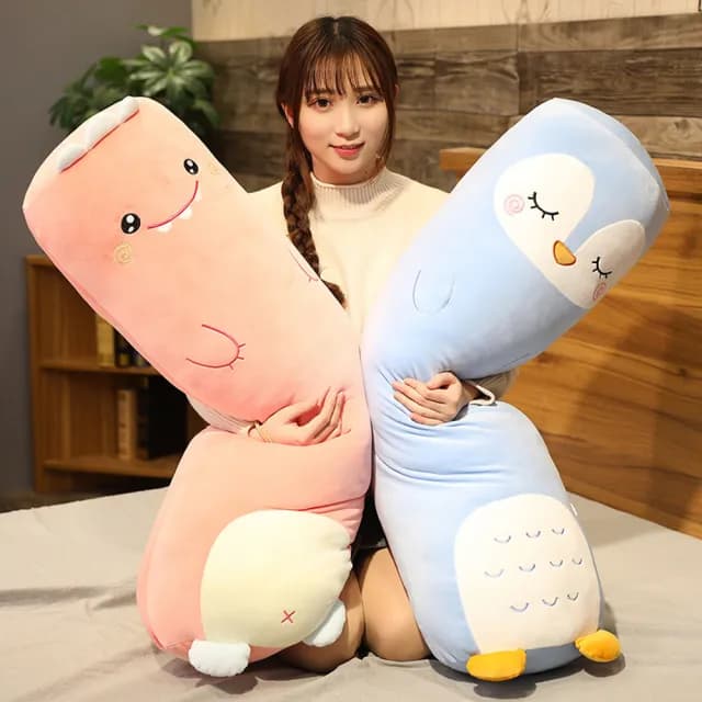 【Loga】可愛動物長條側睡夾腿長抱枕 70cm 禮物(可拆洗/彈力柔軟/不易變形/靠枕/陪睡抱枕/趴趴枕/沙發抱枕)