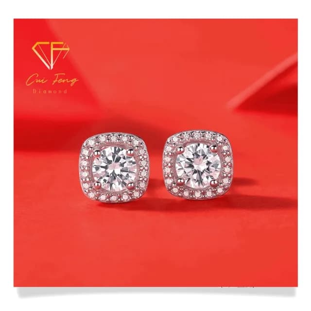 【CF鑽飾】耳環 莫桑鑽《公主方包》(雙11限定  耳釘 耳針 耳飾 雙11限定 求婚 聖誕 交換禮物 生日)