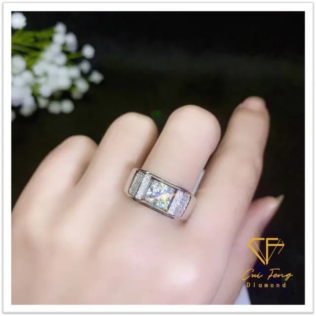 【CF鑽飾】男戒 莫桑鑽《何以琛》(1克拉 父親節 99購物限定 戒指 鑽戒 禮物 生日)