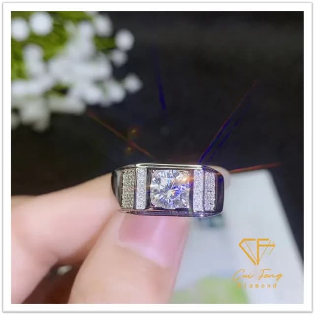 【CF鑽飾】男戒 莫桑鑽《何以琛》(1克拉 父親節 七夕 情人節戒指 鑽戒 禮物 生日)