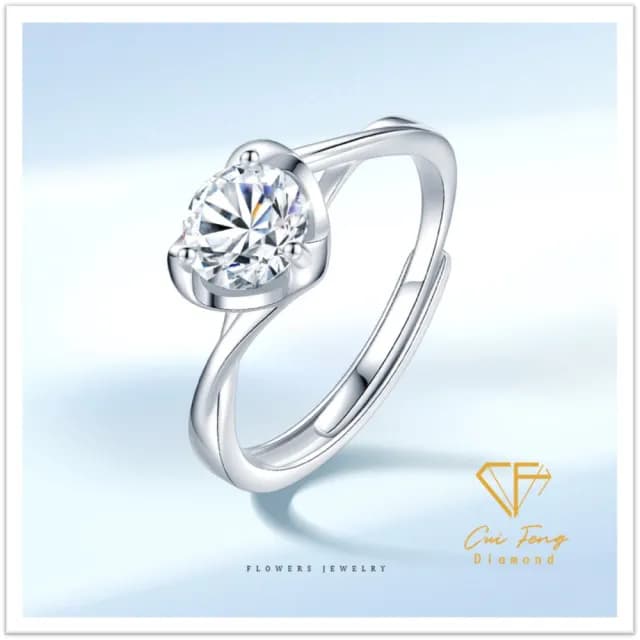 【CF鑽飾】戒指 莫桑鑽《珍愛》(1克拉 雙11限定 女戒 鑽戒 聖誕 交換禮物 求婚 生日)