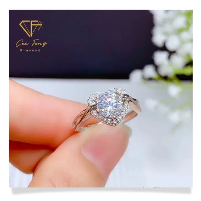 【CF鑽飾】戒指 莫桑鑽《永恆真心》(1克拉 七夕 情人節女戒 鑽戒 禮物送禮 求婚 生日)