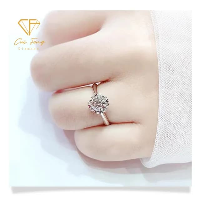 【CF鑽飾】戒指 莫桑鑽《白雪晶瑩》(1克拉 七夕 情人節女戒 鑽戒 禮物送禮 求婚 生日)