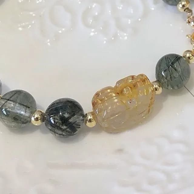 【LEESA】情人節禮物 七夕 手串\手鍊串珠\綠髮晶手鍊\金髮晶\串珠水晶\貔貅手鍊\閨蜜手練\招財手鍊\平安手
