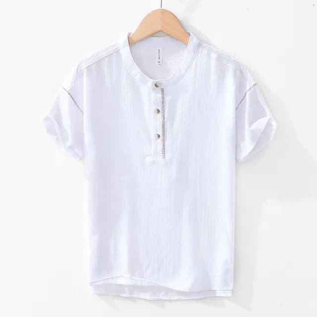 【巴黎精品】父親節禮物 T恤短袖上衣(時尚復古棉麻短T男裝3色a1es58)
