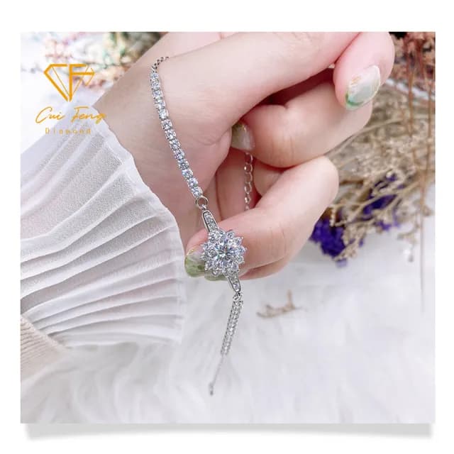 【CF鑽飾】手鍊 莫桑鑽《雪夜》(1克拉 七夕 鑽石 手鏈 情人節 禮物送禮 求婚 生日)