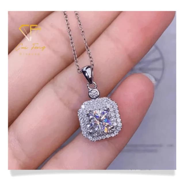 【CF鑽飾】項鍊 莫桑鑽《豪鑲方包》(1克拉 雙11限定 鑽石 項鏈 聖誕 交換禮物 生日)