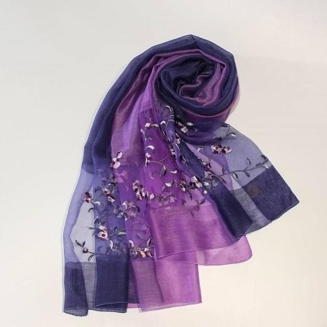 【巴黎精品】現貨+預購 真絲絲巾羊毛圍巾(漸層變色桑蠶絲繡花女配件4色a1gt24)