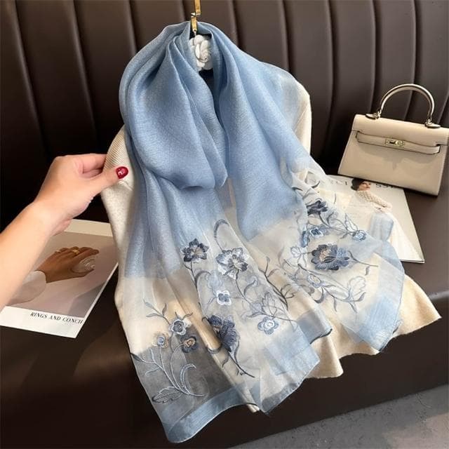 【巴黎精品】現貨+預購 真絲絲巾羊毛圍巾(手織繡花紗巾桑蠶絲女配件11色a1gt20)