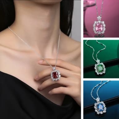 【LEEHER】項鍊/女生飾品/女項鍊/鋯石項鍊/純銀項鍊/歐美項鍊/藍寶石項鍊/生日禮物/新娘飾品/寶