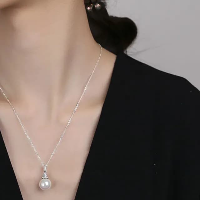 【LEEHER】情人節禮物 七夕 吊墜項鍊/銀項鍊/項鍊/歐美飾品/高級感項鍊/鋯石項鍊/生日禮物/純銀項鍊/珍珠項
