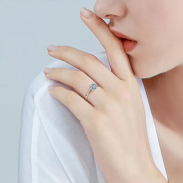 【LEEHER】女生/戒指/S925純銀戒指/星芒戒指/1克拉鋯戒/可調節戒指/生日禮物/閨蜜戒指/鋯石戒指