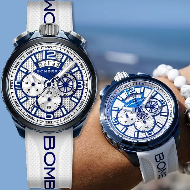 【BOMBERG】炸彈錶 BOLT-68 普魯士藍計時碼錶 手錶-45mm 聖誕節 禮物(BS45CHPBL.064-5.12)