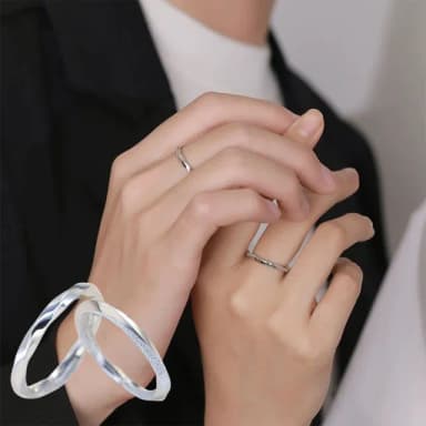 【LEESA】結婚戒指\訂婚戒指\純銀戒指\素戒指\情侶戒指\對戒\銀戒指\細戒指\磨砂戒指\可調式戒指\禮物