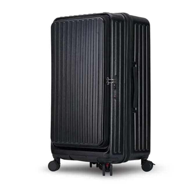 【Bogazy】秋旅幻森 29吋前開式胖胖箱/杯架/防爆拉鍊/煞車避震輪/可加大/海關鎖行李箱(沉穩黑)