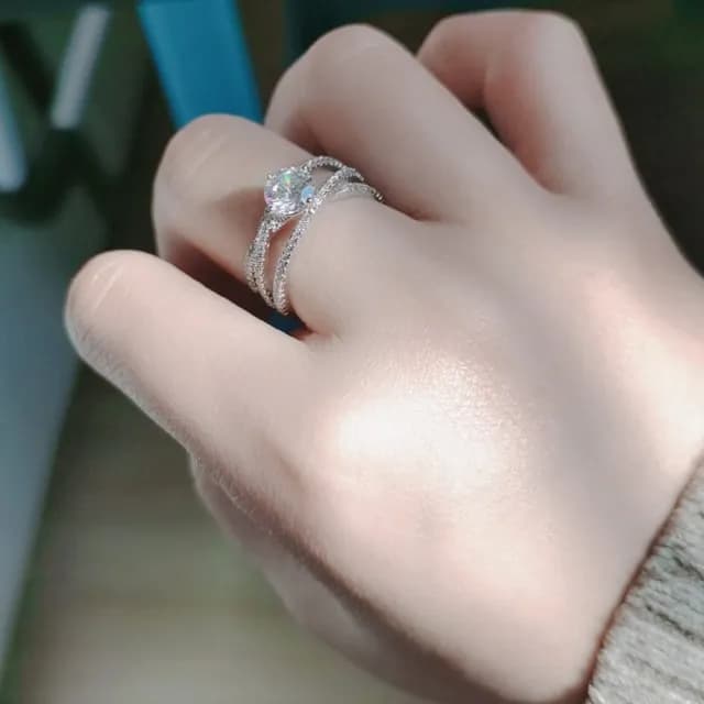 【LEESA】情人節禮物 鑽戒 純銀戒指 銀戒 S925銀 ins戒指 歐美鑽戒 婚戒 仿真鑽石 造型戒指