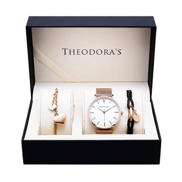 【THEODORA’S 希奧朵拉】(可選色)情侶禮盒-男女款 Apollo 金屬腕錶(情侶禮物 送女生 送男生)