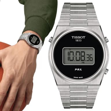 【TISSOT 天梭 官方授權】PRX系列 復古時尚 數位腕錶 畢業禮物 送禮 推薦(T1374631105000)