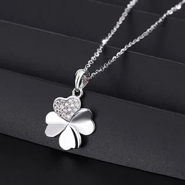 【MoonDy】足銀項鍊 S999純銀 四葉草項鍊 女項鍊 項鍊 純銀項鍊 幸運項鍊 鎖骨鏈 銀項鍊