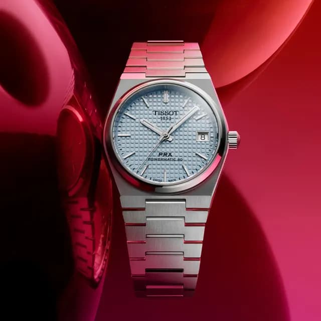 【TISSOT 天梭 官方授權】PRX系列 1970年代復刻 冰川藍 機械腕錶 畢業禮物 送禮 推薦(T1372071135100)