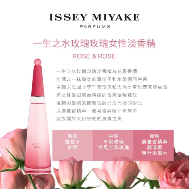 【ISSEY MIYAKE 三宅一生】一生之水玫瑰玫瑰女性淡香精90ml(專櫃公司貨)