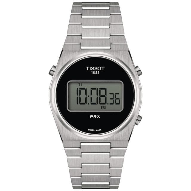 【TISSOT 天梭 官方授權】PRX 復古數位對錶 母親節 禮物 推薦(T1374631105000 / T1372631105000)