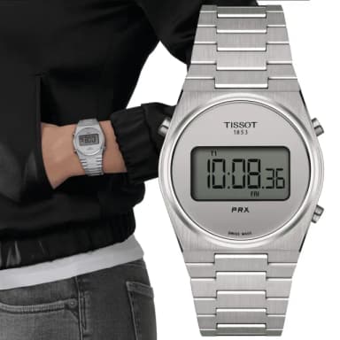 【TISSOT 天梭 官方授權】PRX系列 復古時尚 數位腕錶 母親節 禮物 推薦(T1372631103000)