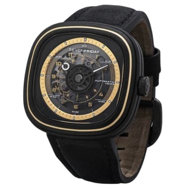 【SEVENFRIDAY】T系列 自動上鍊機械錶-經典黑金/45.6x45mm 送禮 禮物 推薦(T2/06)