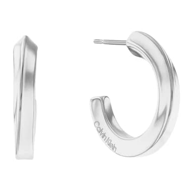 【Calvin Klein 凱文克萊】CK TWISTED RING 扭紋環形耳環 送禮推薦-銀 禮物 送禮(35000310)