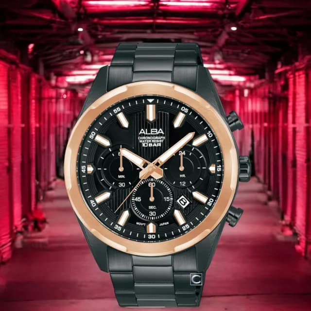 【ALBA】雅柏 三眼計時石英手錶-43mm(AT3J86X1/VD53-X402SD)