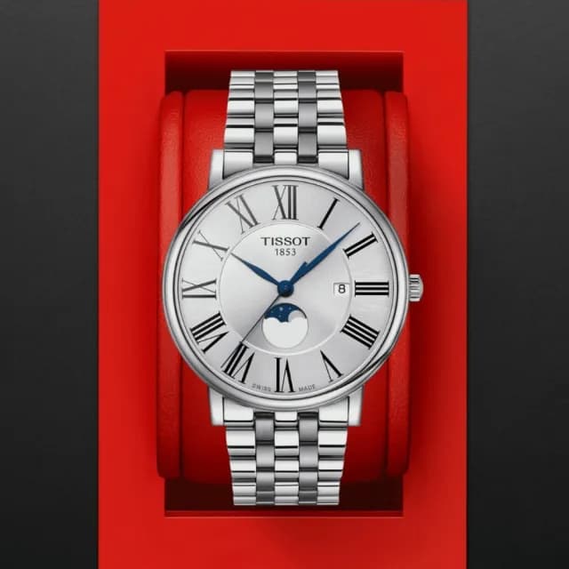 【TISSOT 天梭 官方授權】CARSON系列 簡約時尚月相腕錶 七夕 情人節 禮物 送禮 推薦(T1224231103300)