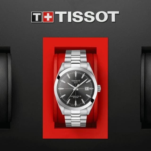 【TISSOT 天梭 官方授權】GENTLEMAN系列 矽 機械腕錶 母親節 禮物 推薦(T1274071106101)