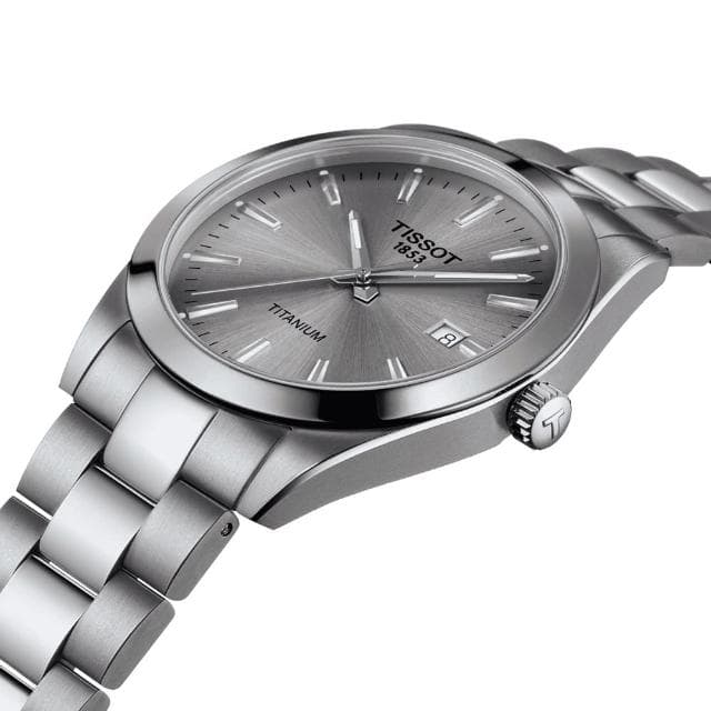【TISSOT 天梭 官方授權】低敏輕巧 鈦金屬 紳士腕錶 母親節 禮物 推薦(T1274104408100)