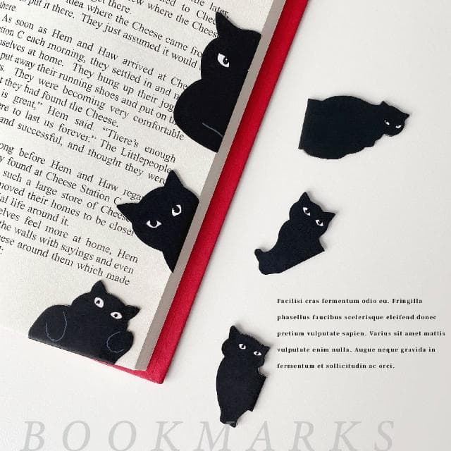 【吸吸貓】可愛黑貓磁吸性書籤6件組(造型 閱讀 禮物 手帳 文具 記號夾 磁鐵)