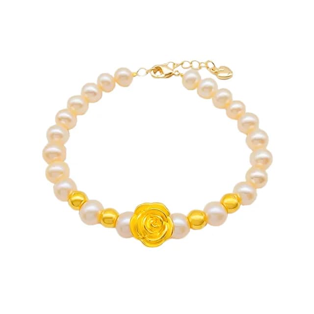 【金瑞利】雙11 黃金串珠手鍊 0.46錢  珍愛玫瑰(±1厘)
