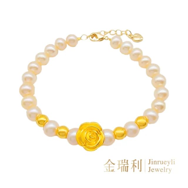 【金瑞利】雙11 黃金串珠手鍊 0.46錢  珍愛玫瑰(±1厘)