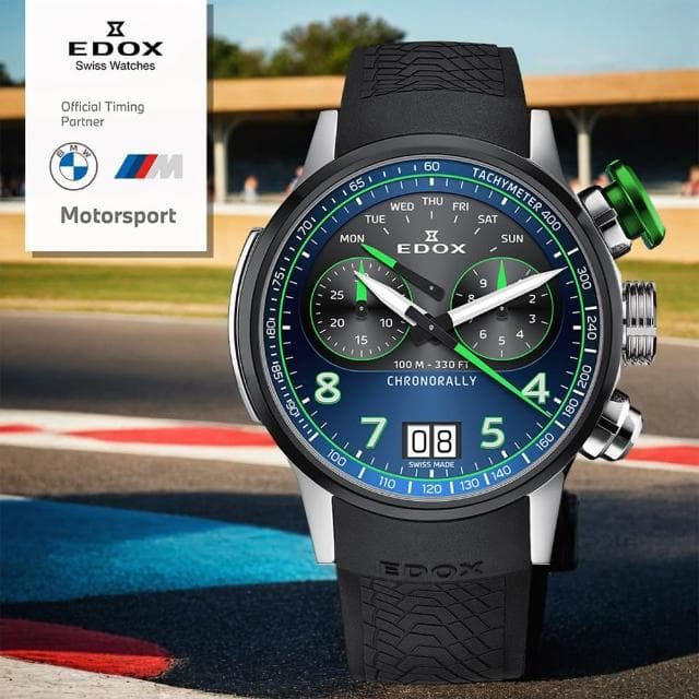 【EDOX 伊度】140周年 BMW 摩托車紀念錶 鈦金屬大日期計時手錶 送禮 禮物 推薦(E38003.TINV.BUNV)